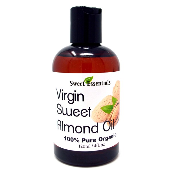 Organic Unrefined Sweet Almond Oil | 4oz Imported From Italy | 100% Pure | Cold Pressed | Hexane Free | Natural Moisturizer |Great For Hair, Skin & Nails | Carrier Oil | Great To Dilute Essential Oils
