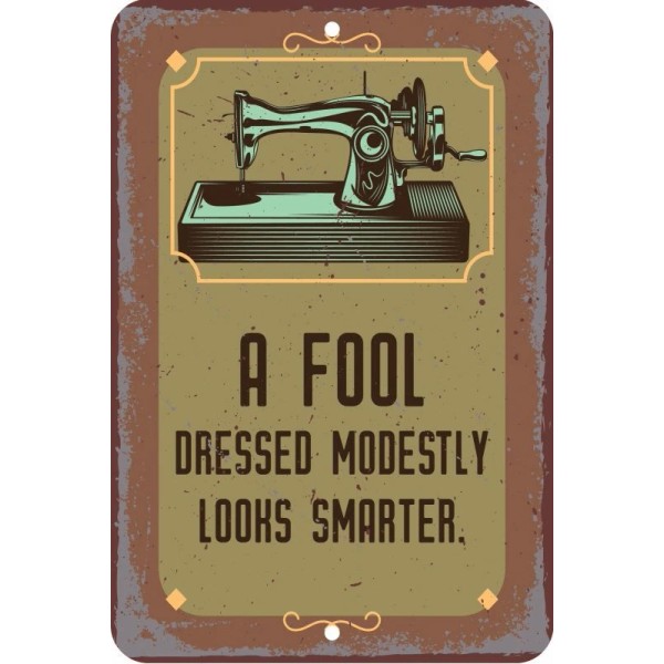 Decor Fool Dressed Modestly Looks Smarter Aluminum Tin Sign Plaque