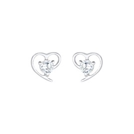 Elli Women's 925 Sterling Silver Xilion Cut Heart Zirconia Stud Earrings