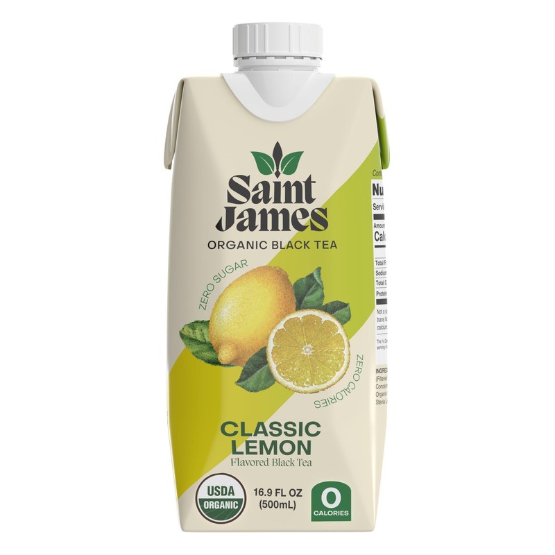 Saint James Organic Black Tea, Classic Lemon, Zero Sugar, Kosher,