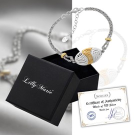 LILLY MARIE Ladies Silver Gold Plated Oval Bracelet Flexible Length Gift Box Small Gifts, Sterling Silver