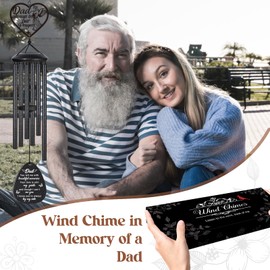 Sympathy Gifts for Loss of Dad - Memorial Wind Chimes for Loss of Father, Bereavement Gifts for Loss of Father, Condolence Remembrance Gift in Memory of Dad,30'' Windchimes Black