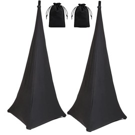 Speaker Stand Cover COOSOO Universal Lighting Tripod Stand Cover Scrim DJ Speaker Light Stand Skirt Cover Stretchable Lycra Spandex Material 360 Degree Cover for Weddings Banquets Events