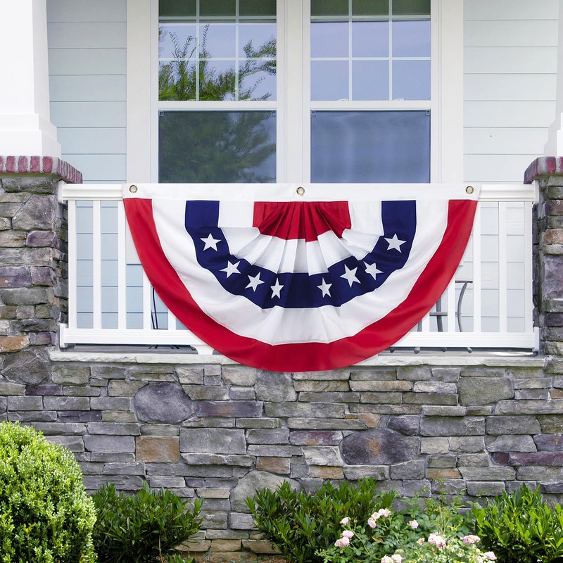 Motiloo American Pleated Fan Flag,2 x 4 Ft USA Patriotic