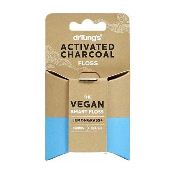 Dr Tungs Smart Vegan Dental Floss Activated Charcoal and Lemongrass 27m