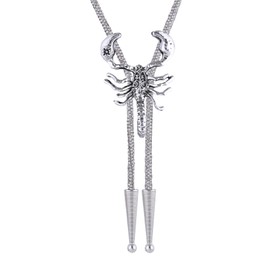 GelConnie Silver Bolo Tie for Men Women Scorpion Rhinestone Bolo Tie Western Cowboy Album Tour Inspired Rodeo Glam Cowgirl Necktie