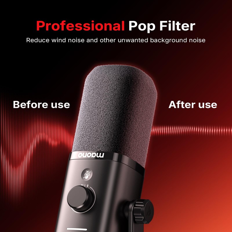 MAONO Microphone Windscreen for PD100W Microphone High-Density Flocked Foam Mic