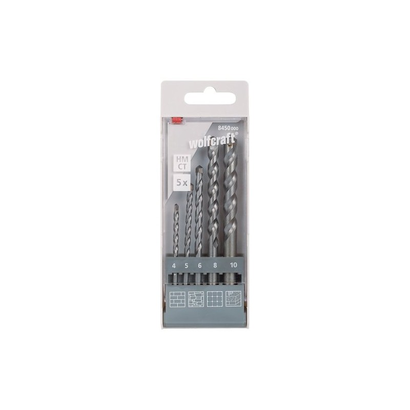 wolfcraft TC Rock Drill Bit Set 5 pcs. I 8450000