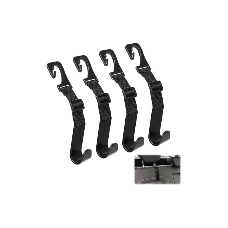 4 Piezas, Ajustable, Ganchos para Reposacabezas de Asiento de Coche,