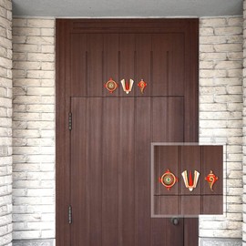 Decorative Shubh Labh Ganesh ji Shankh Chakra Namah of Lord Vishnu Tirupati Balaji Tilak Rangoli Sticker for Indian Traditional New Year decorations Door Main Door Temple Home Decor(Size:-4'')