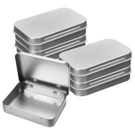 Pack of 6 Metal Storage Hinge Boxes, 9.5 x 6 x 2 cm, Rectangular Small Tin Box, Metal, Portable Empty Metal Box, Small Metal Box with Lid for Home Storage and DIY Crafts (Silver)