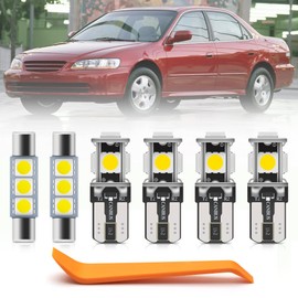 12pcs Interior LED Lights Bulb Kit for Hon'da Accord 1998 1999 2000 2001 2002 Map Dome Door Trunk License Plate Lights Super Bright 6000K White LED Interior Light Bulbs + Install Tool