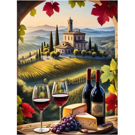 Wine Themed Tuscany Vineyard Pattern A1148 Accent Tile Mural Kitchen Bathroom Wall Backsplash Behind Stove Range Sink Splashback One Tile 8"x10" Ceramic, Glossy