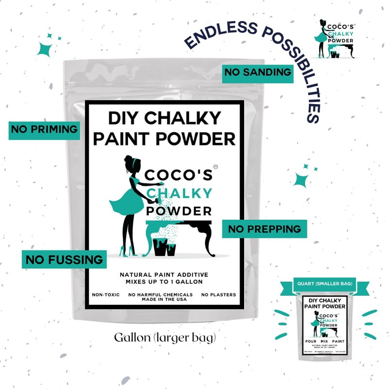 Coco's Chalky Powder Paint Additive, Non-Toxic, 4 Recipe Types, Quart
