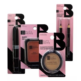 BEAUTY BENEFITS FOUNDATION POWDER Kit Para Rostro Y Ojos 4pz Beauty Benefits Foundation Powder
