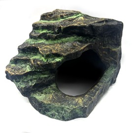 Shale Scape Step Ledge Cave Hideout, Reptile Simulation Rock Terrarium Decor, Aquarium Tank Accessories Decorations for Amphibians Fish Tortoise Snake Hermit Crab Bearded Dragon Gecko