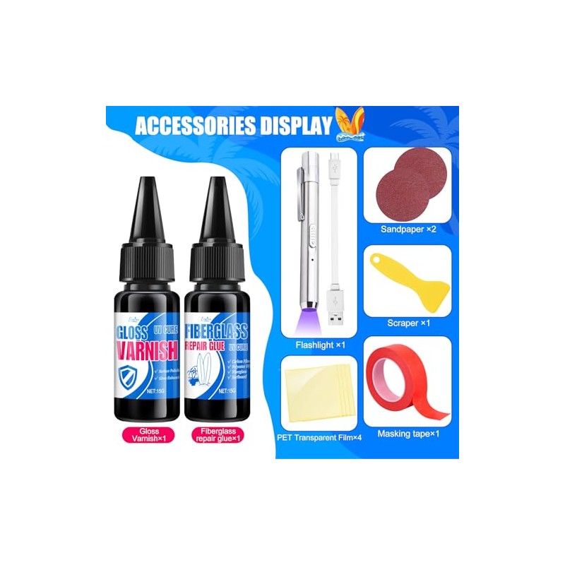Limino Fiberglass Repair Kit for Surfboards and More