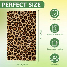 Duibel Brown Leopard Hand Towels for Bathroom,Set of Lightweight Breathable 2 Soft Absorbent Kitchen Towels Set for Gym Bathroom Hotel Sport