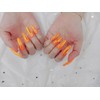  Orange caramel handmade nail tips - Short straight nose