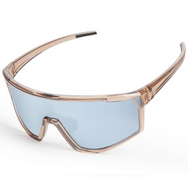 UVTQSSP Cycling Glasses, UV400 Protection Sports Glasses for Men Women, TR90 Frame Ultralight Sunglasses for MTB Road Bike Running Enduro, Golden Frame/Silver Lens