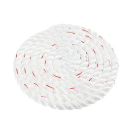 Twisted 3 Strand PolyDac Combo Utility & Towing Rope - White with Red Tracer – 3/8, 1/2, 5/8, 3/4, 1, 1-1/2, & 2 inch Diameters in 10, 25, 50, 100, 250, 300, 500, & 600 Feet