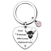 QMVMV Funny Highland Cow Keyring Gifts Animal Lover Gift Just A Woman Who Loves Highland Cows Lover Gifts For Women