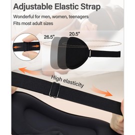 FuninCrea 3D Schlafmaske Seide für Frauen&Herren, Aktualisiert Schlafbrille Null Augendruck Weich und Bequem Augenmaske Schlafmaske Lichtblockierend mit Verstellbarem Gummiband (Schwarz)
