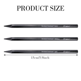 Charcoal Pencils for Drawing, 3-Pack All-Charcoal Art Pencils, Black Art Pencil Ideal for Artists & Beginners, Sketching, Shading, Blending, Portrait, Professional Artwork, Vine & Willow Effect
