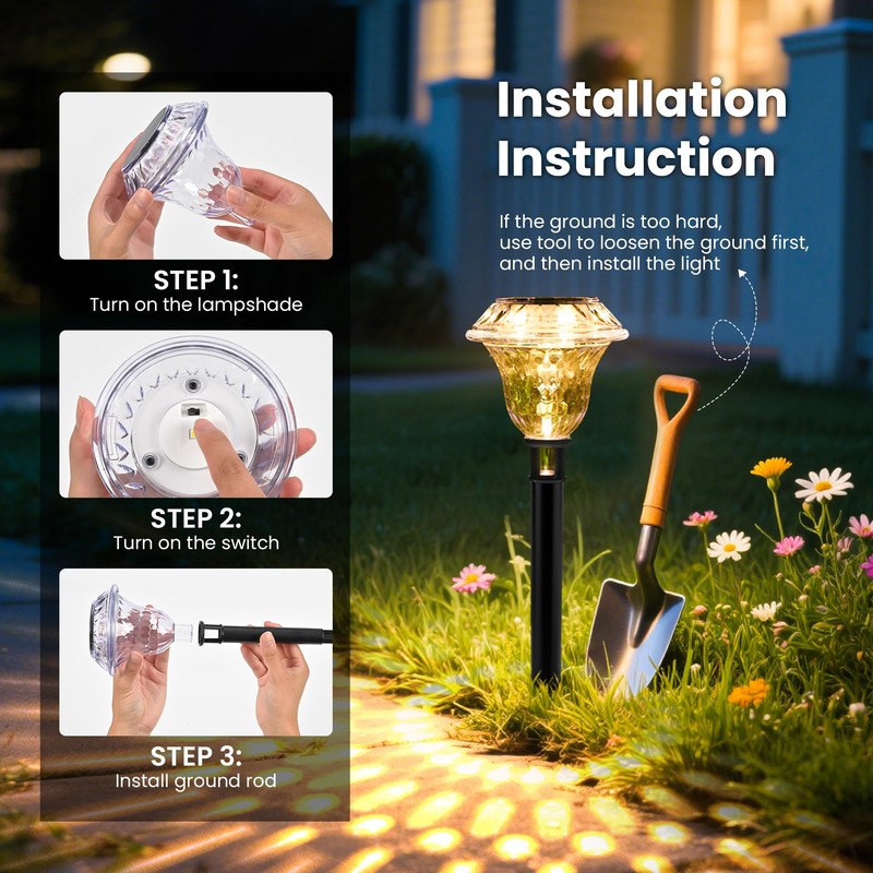 PATIOPIA Solar Pathway Lights Garden Decor for Yard, Solar Garden