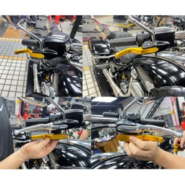 FVMOTO 3 Finger 5.9" CNC Shorty Hand Control Lever Kit Brake Clutch Levers Fit for Harley Softail Low Rider S Sport Glide Standard Street Bob 2015-2024(Gold)