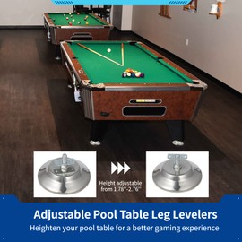 4pcs Pool Table Leg Levelers, 5-Inch Billiard Table Leg Leveling Risers, Adjustable Height, Heavy-Duty Table Leveling Feet for Pool Tables, Ping-Pong Tables, Soccer Tables