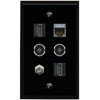 RiteAV CAT7 Coax 2 HDMI 2 TOSLINK Flat/Solid Wall Plate [Black]