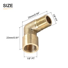 DTGN 1/8 PT x 1/8 PT (Male x Female) 90 Degree Elbow Pipe Fitting Water Pipe System Brass Tube Fitting Gold Tone