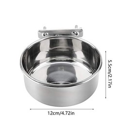 Yosoo Tazón de Acero Inoxidable para Colgar para el Accesorio de alimentación de Agua de Alimentos de Jaula de pájaros del comedero del Loro del pájaro (M: 12 * 5.5cm / 4.72 * 2.17in)
