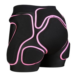 3D Protection Padded Shorts, Hip Butt Tailbone Crash Pad Pants, Impact Protective Gear for Figure Skating Snowboarding Ski Roller Skateboard (Pink, Small)