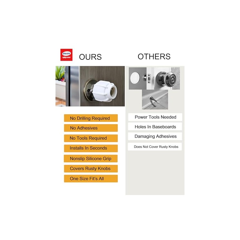 Door Handle Grip Doorstop Knob Stopper Cover, Set of 2