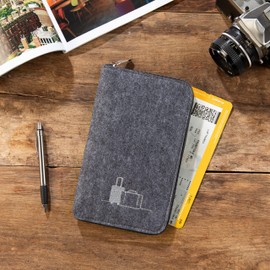 luxdag Felt Passport Cover with Zip (Choice of Colour and Embroidery) - Travel Organiser for Passport, ID Card, Tickets & Credit Card - ID Pocket for On the Go - Passport Holder, Grey / Case, Stylish