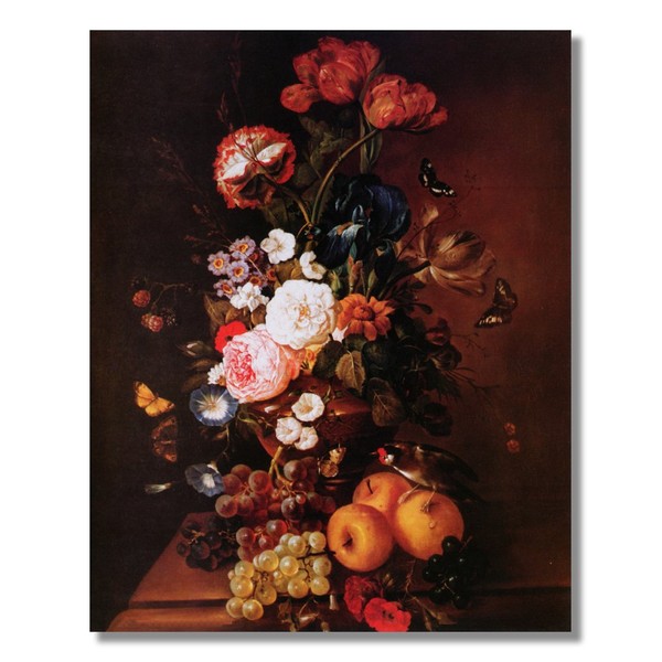 Museum Style Floral Arrangement Flowers and Fruit Wall Picture 8x10 Art Print