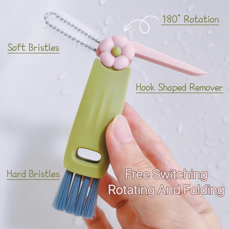 Sayehuanye 3 in 1 Cup Lid Cleaning Brush, Multifunctional Bottle