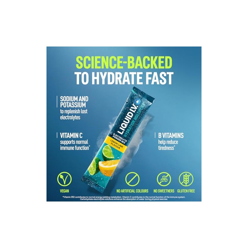 Liquid I.V. Hydration Sachets | Lemon Lime | Electrolyte Powder