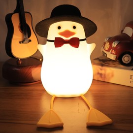 Anywin Gentleman Enten Nachtlicht, Ente Lampe, Süße Enten Lampe mit schwarzem Hut & Mini-Krawatte und Fliege, Dimmbar Timer für Kinderzimmer, Geburtstags Weihnachts Babys, Mädchen, Jungen Geschenke