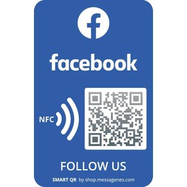MESSAGENES Facebook Sticker with Smart QR - NFC, 1 Unit Card Size, Signs Rating NFC and QR Code, Enlarge Pendants in 1 Click, QR Reusable, Premium Material