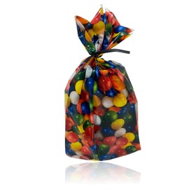 Candy Theme Party Supplies - 20 Gumball Design Cellophane Bags with Twist Ties for Baby Shower Candy Party Favors Decoration Birthday Decor