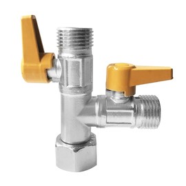 BesNPT Nickel Plated Brass 3 Way Shower Diverter Valve G1/2" Shower Arm Diverter T shape Shut-Off Valve for Hand Shower Head and Fixed Spray Head