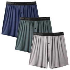 BAMBOO COOL Men's Boxer Shorts Underwear Soft Comfortable Breathable Classic Casual Loose Stretch Knit Short (3 Pack), XX-Large