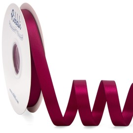 Ribbli Wine Satin Ribbon Double Faced Satin 1/2 inch x Continuous 50 Yards-Wine Ribbon for Gift Wrapping Crafts Wedding Decoration Bows Bouquet Floral Arrangement