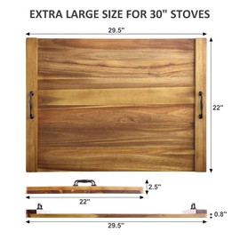 GarveeHome Acacia Noodle Board Stove Cover Wood with Handles for Gas/Electric Stove Top, 30" x 22" Extra Thick Wood Stove Top Covers, Kitchen Sink Cover Cutting Board, Decorative Serving Tray