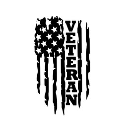 Custom Vinyl Distressed American Flag Veteran Decal - Soldier Bumper Sticker, for Tumblers, Laptops, Car Windows - Patriotic Military Decal
