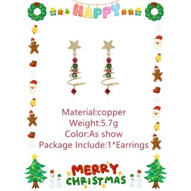 GAUEIOUR Christmas Tree Girl Heart Shaped Earrings, Fashionable And Western style Christmas Earrings, Pentagram Christmas Tree Spiral Earrings