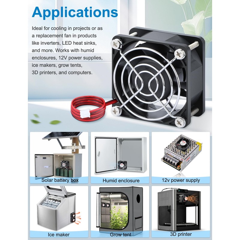 Wathai IP67 60mm x 25mm DC 12V Waterproof Small Fan